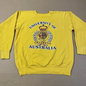 VINTAGE University of Australia Sweatshirt Adult Large Gold Pullover 80s Mens